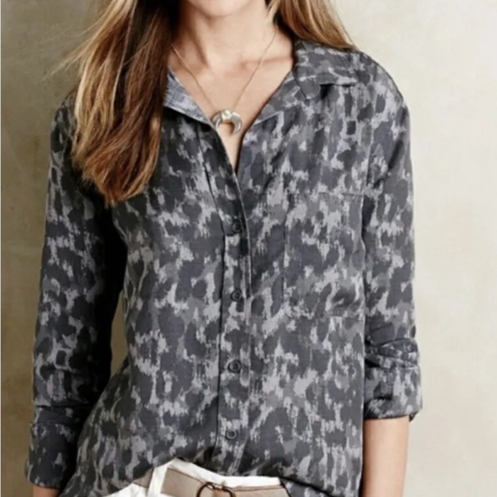 cloth & stone Gray Abstract Print Button-Down Shirt
